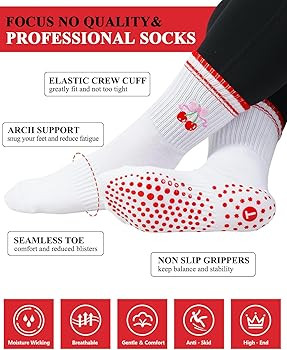 Pilates Socks for Women, Grip Yoga Crew Cute Socks Gifts For Girls Non Slip for Barre Workout | Amazon (US)