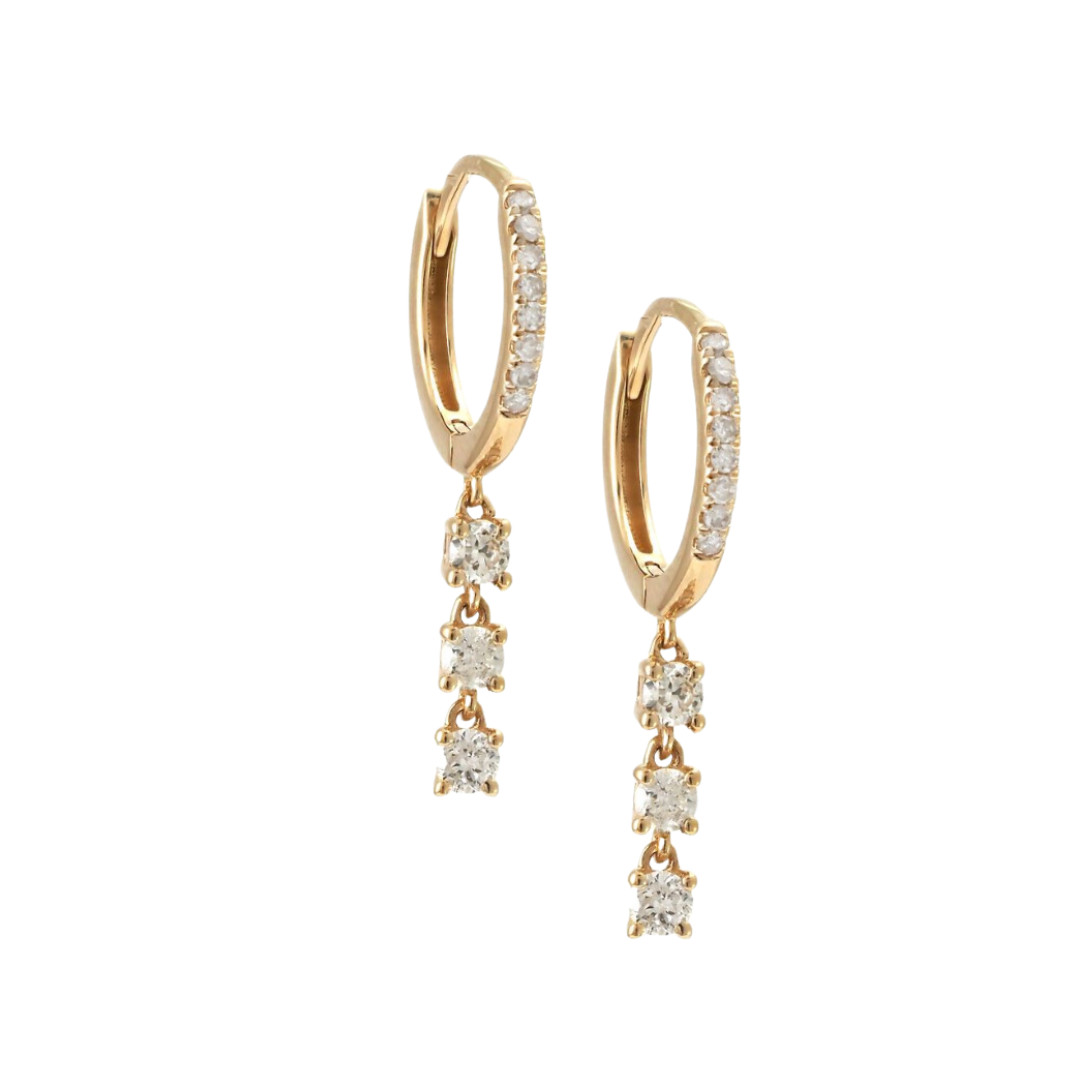 Mini Hoop Earrings with Diamond Drop | Henri Noel Fine Jewelry