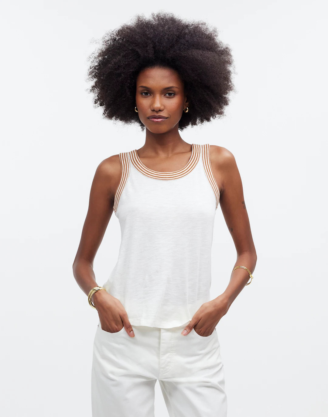 Whisper Cotton Rib-Crewneck Tee | Madewell