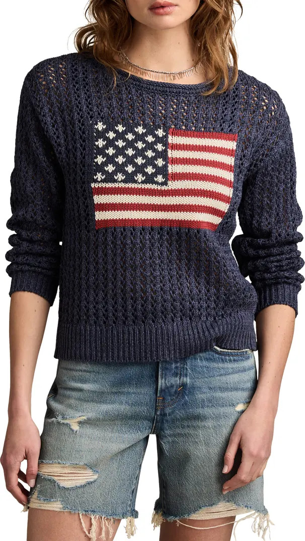 Lucky Brand Americana Flag Cotton Graphic Sweater | Nordstrom | Nordstrom