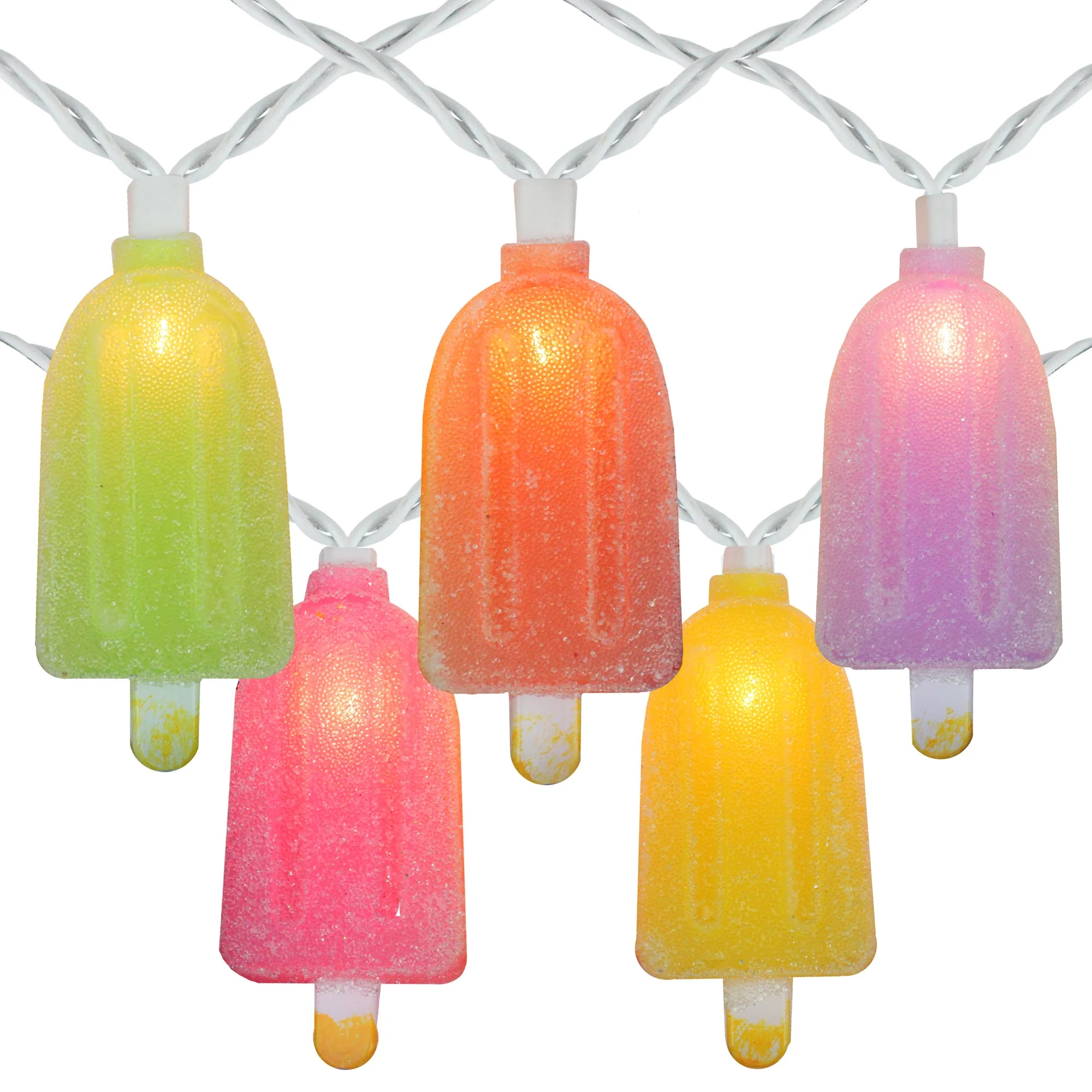 10-Count Vibrantly Colored Sugared Ice Pop Outdoor Patio String Light Set, 7.25ft White Wire - Wa... | Walmart (US)