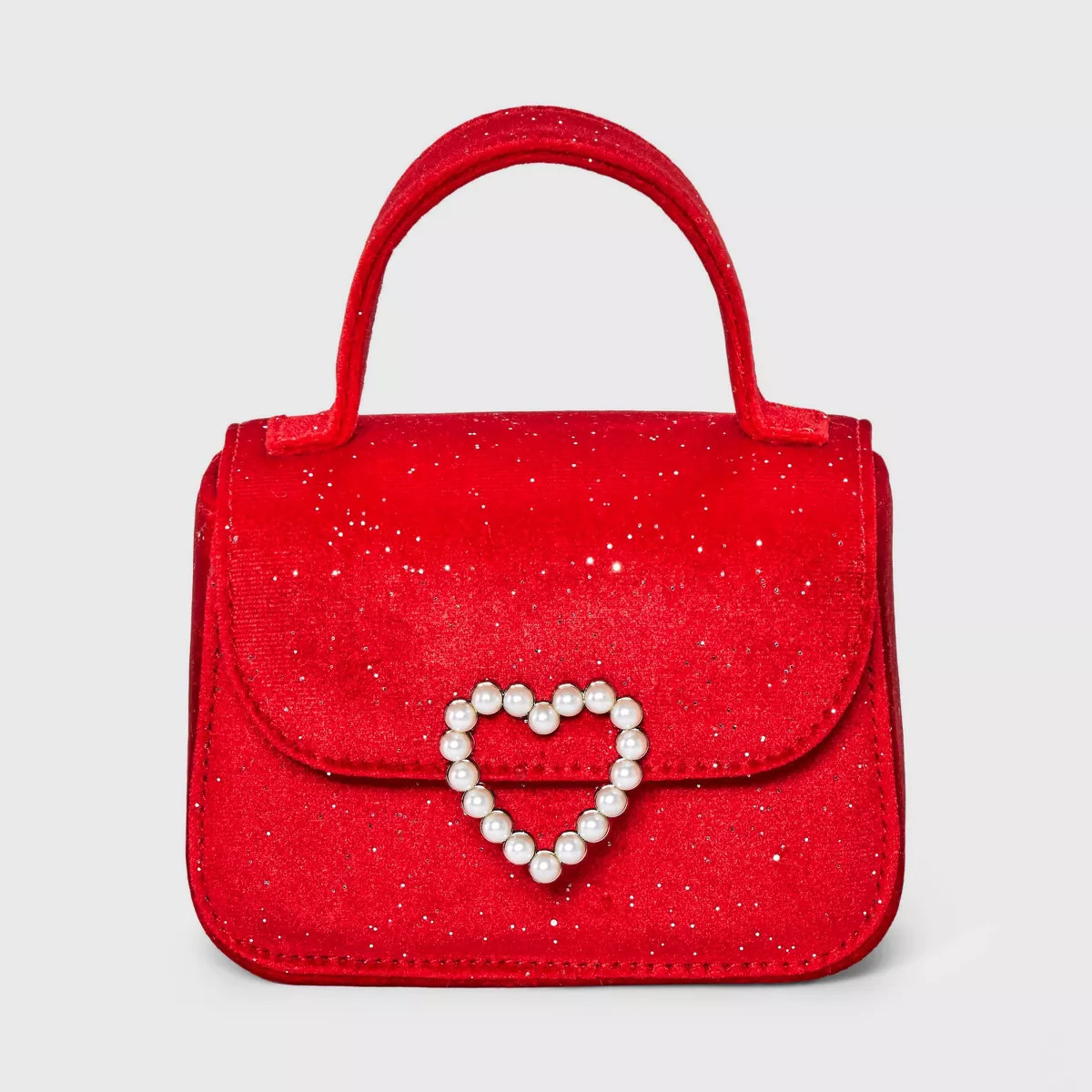 Girls' Glitter Pearl Heart Holiday Purse - Cat & Jack™ Red | Target