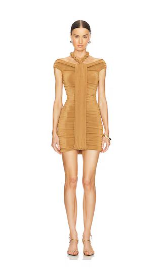 Textured Slinky Mini Dress in Camel | Revolve Clothing (Global)