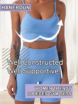 HANERDUN 2 Piece Workout Set for Women Outfit Gym High Waist Leggings with Sport Bra | Amazon (US)