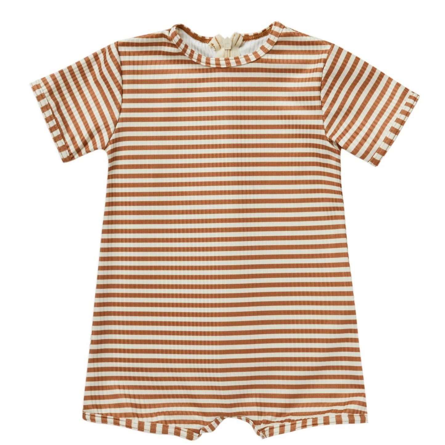 Rylee & Cru Shortie One Piece Swimsuit, Rust Stripe | SpearmintLOVE