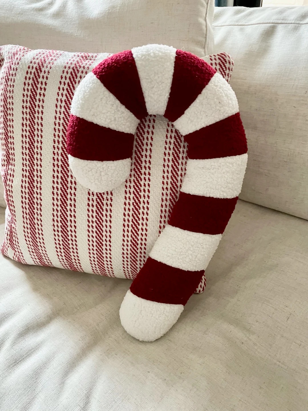 Candy Cane Sherpa Pillow, Candy Cane Pillow, Faux Fur Christmas Pillows, Sherpa Candy Cane Pillow... | Etsy (US)