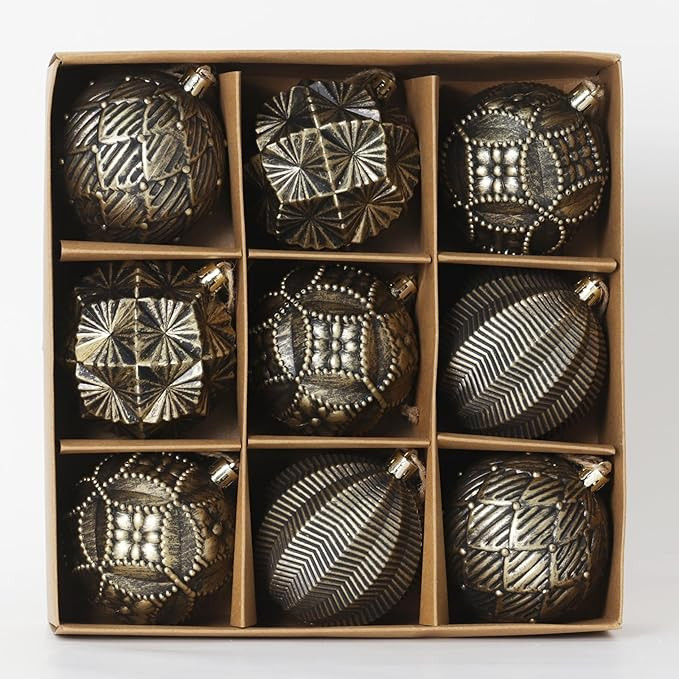 Senjie 3.15" Vintage Rustic Christmas Ornaments Balls Sets, 9 PCS Plastic Farmhouse Distressed Re... | Amazon (US)