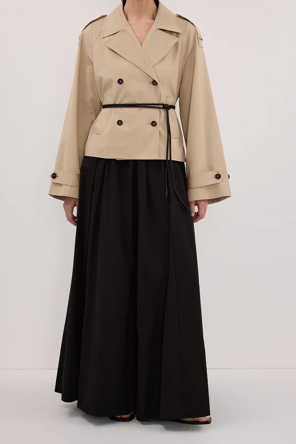 CONAGH BLACK POPLIN MIDI SKIRT | DISSH