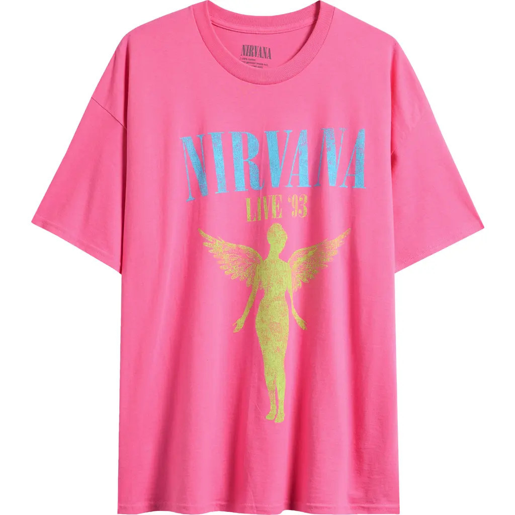 Merch Traffic Nirvana '93 Cotton Graphic T-Shirt in Pink at Nordstrom, Size Small | Nordstrom