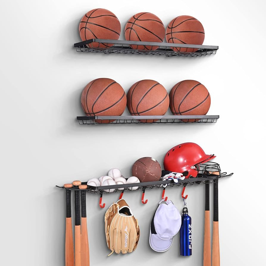Mythinglogic 3-Piece Wall Mount Ball Storage and Sports Equipment Organizer | Amazon (US)