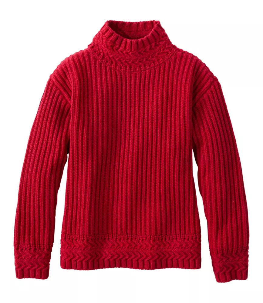 Women's Signature Original Cotton Ribbed Sweater, Mockneck Royal Red Medium, Cotton/Cotton Yarns L.L.Bean | L.L. Bean
