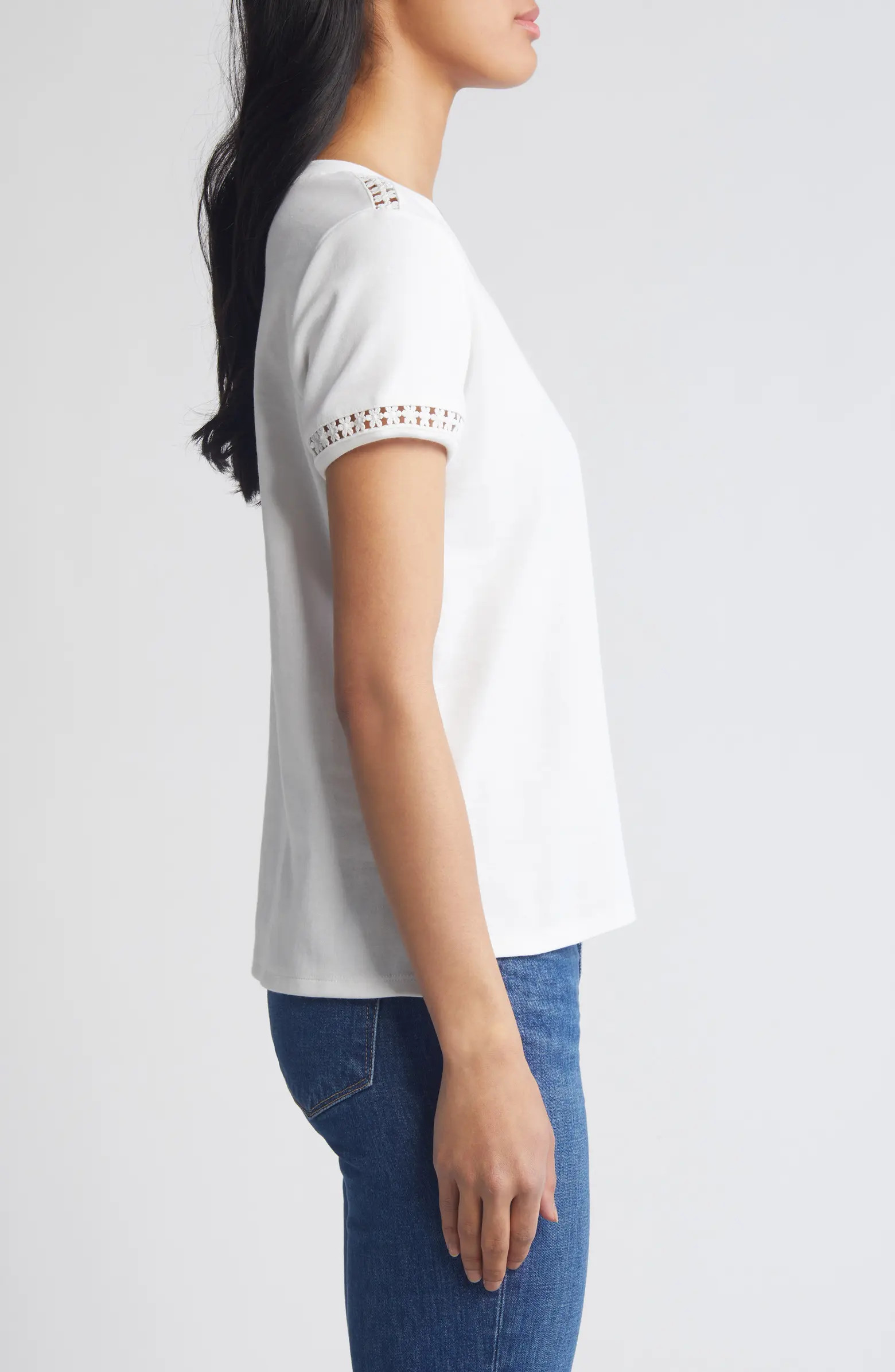Vince Camuto Lace Trim Crewneck T-Shirt | Nordstrom | Nordstrom