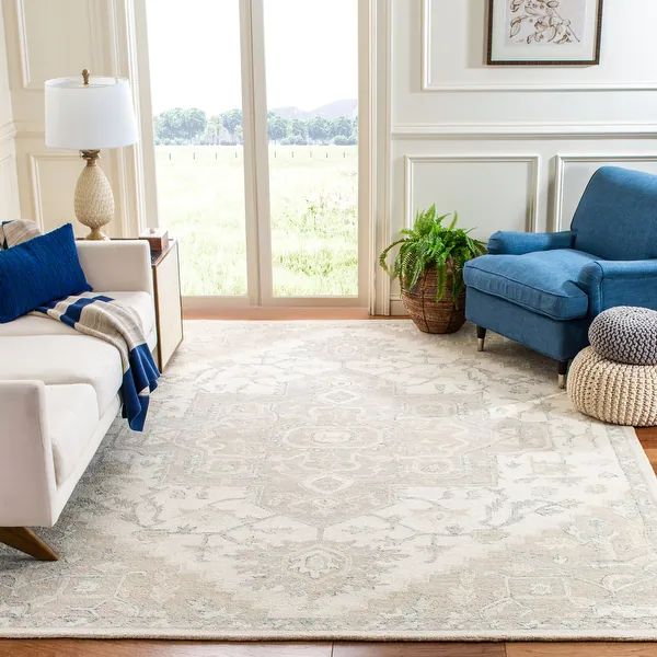 SAFAVIEH Handmade Micro-Loop Nuriye Medallion Wool Rug - 9' x 12' - Ivory/Beige | Bed Bath & Beyond