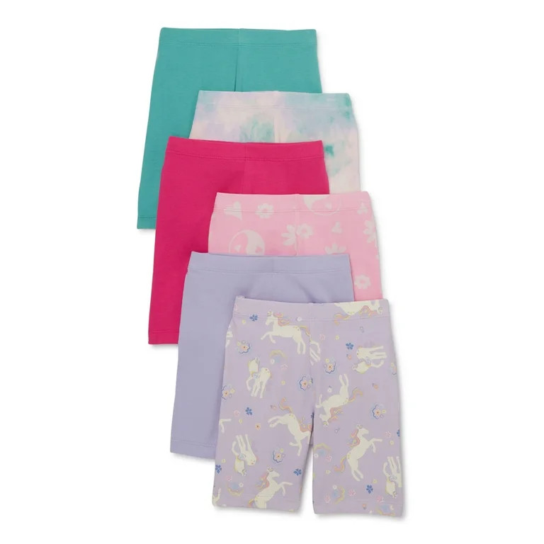 Wonder Nation Girls Bike Short, Sizes 4-18 & Plus, 6-Pack - Walmart.com | Walmart (US)