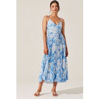 ASTR the Label | Blythe Floral Plisse Midi Dress in Blue floral | Size XS | ASTR The Label (US)