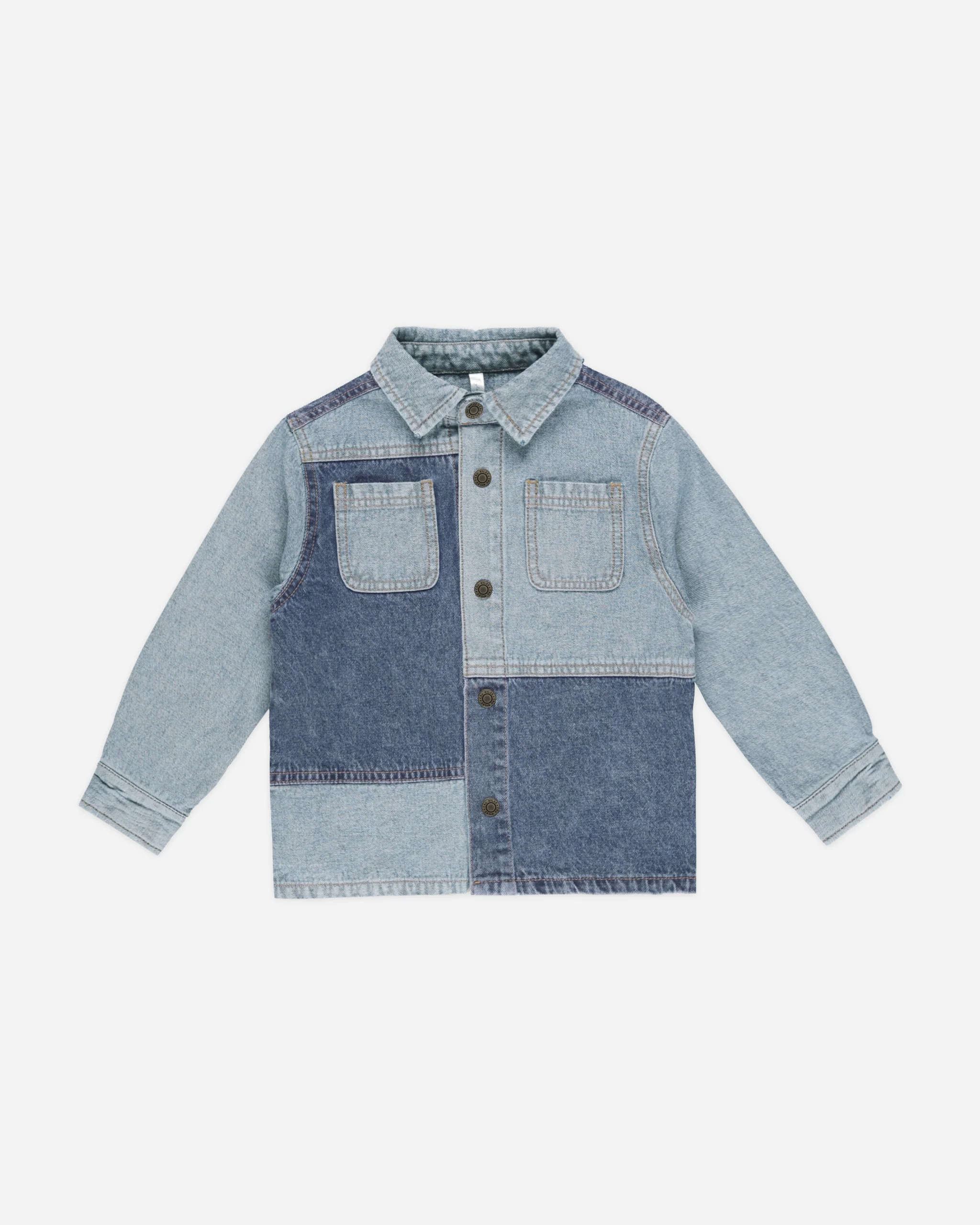 Patchwork Overshirt || Light Washed Denim | Rylee + Cru