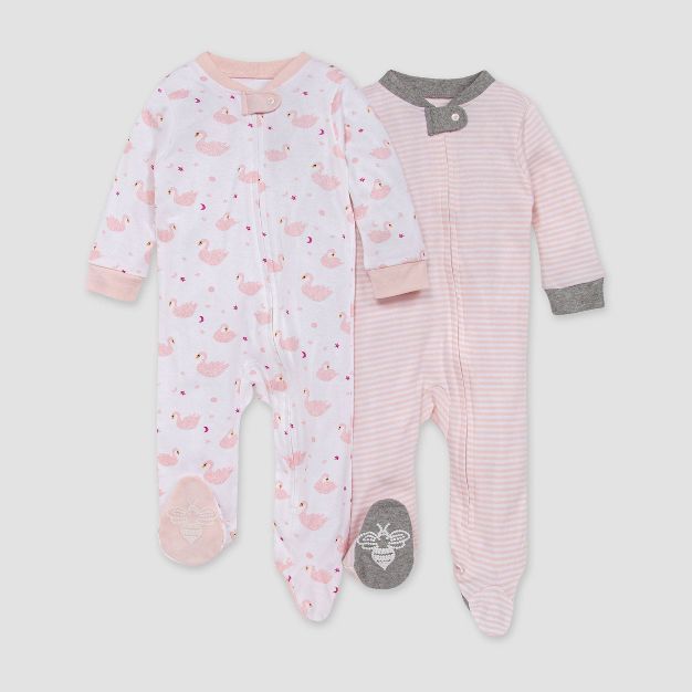 Burt's Bees Baby® Girls' 2pk Graceful Swan Sleep N' Play - Pink | Target