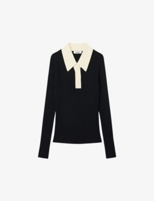 Ribbed long-sleeved knitted polo shirt | Selfridges