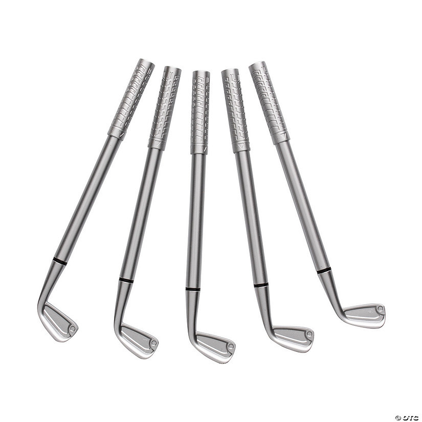 6 1/4" Silver Golf Club-Shaped Plastic Pens - 12 Pc. | Oriental Trading Company