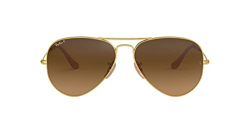 Ray-Ban Unisex RB3025 Classic Polarized Aviator Sunglasses, Matte Gold/Polarized Brown Gradient, 58 mm | Amazon (US)