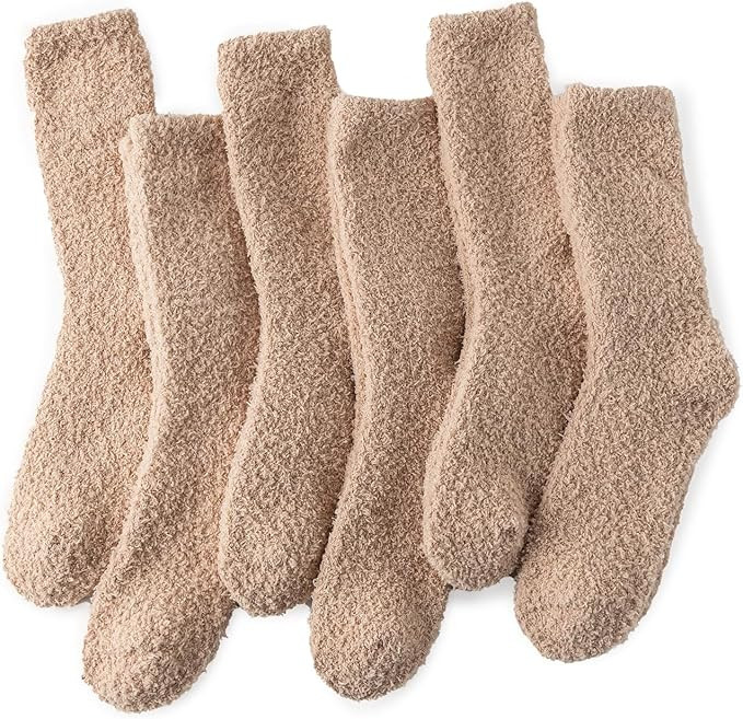 6 Pairs Fuzzy Socks For Women Soft Home Slipper Socks Fluffy Sleeping Socks don't Shed Lint | Amazon (US)