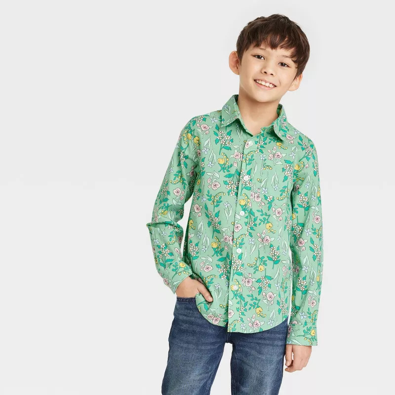 Boys' Long Sleeve Button-Down Shirt - Cat & Jack™ | Target
