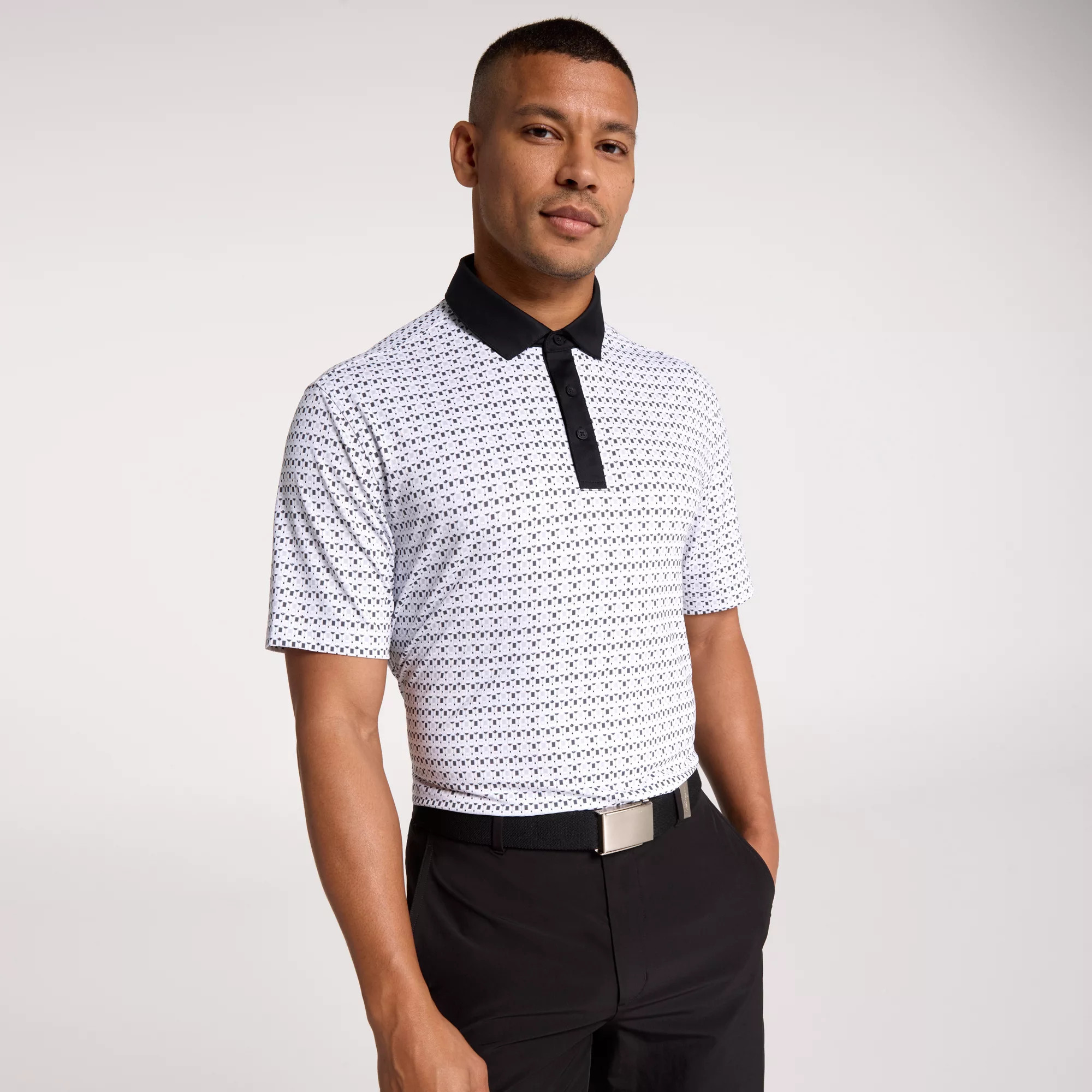 Walter Hagen Men's Performance 11 Novelty Print Golf Polo, XL, Wine Geo White/Black | Golf Galaxy