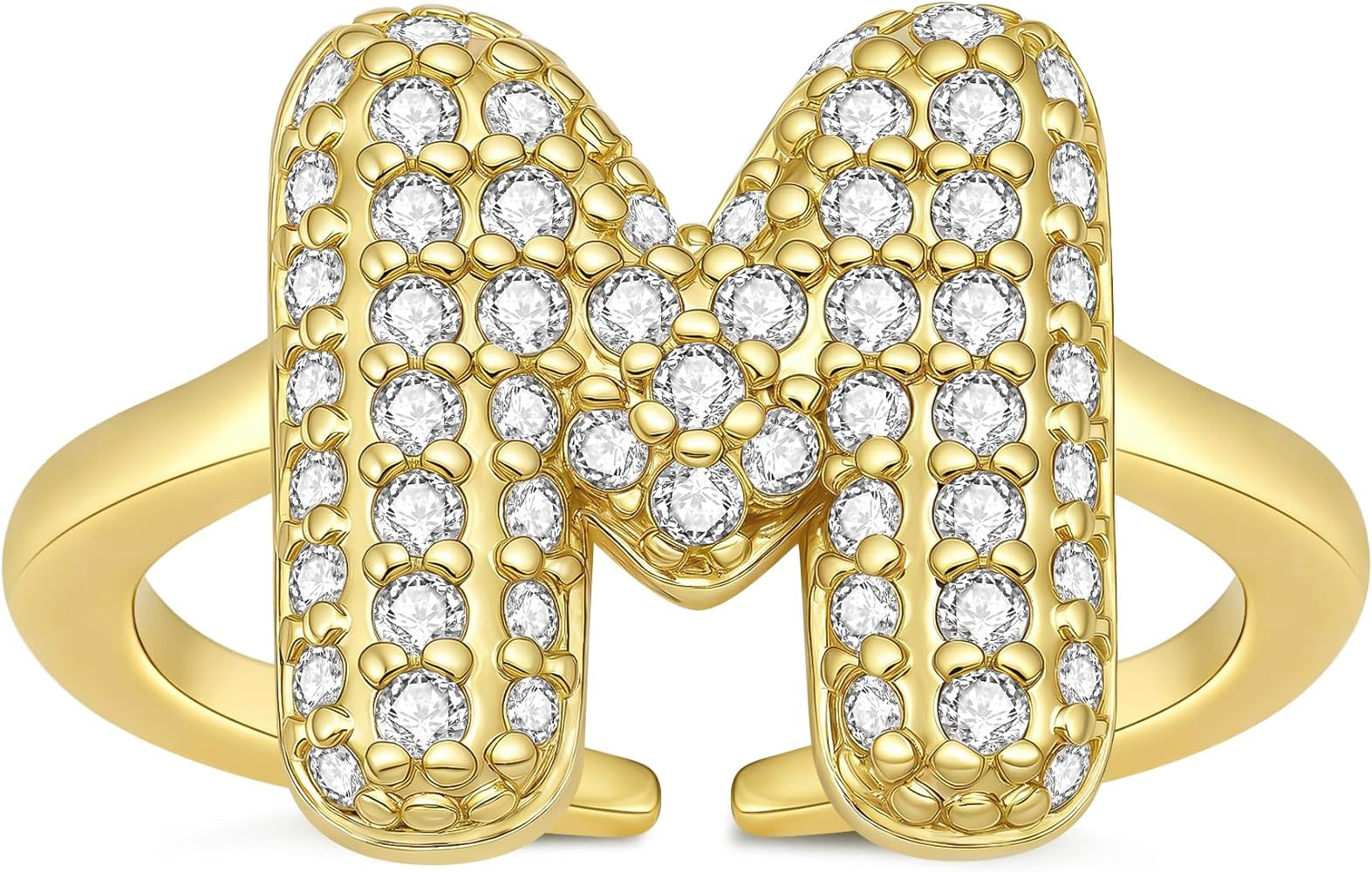 Gold Letter Ring for Women, 14K Gold Plated Thin Band Initials Rings - Dainty letters Stacking Ri... | Amazon (US)