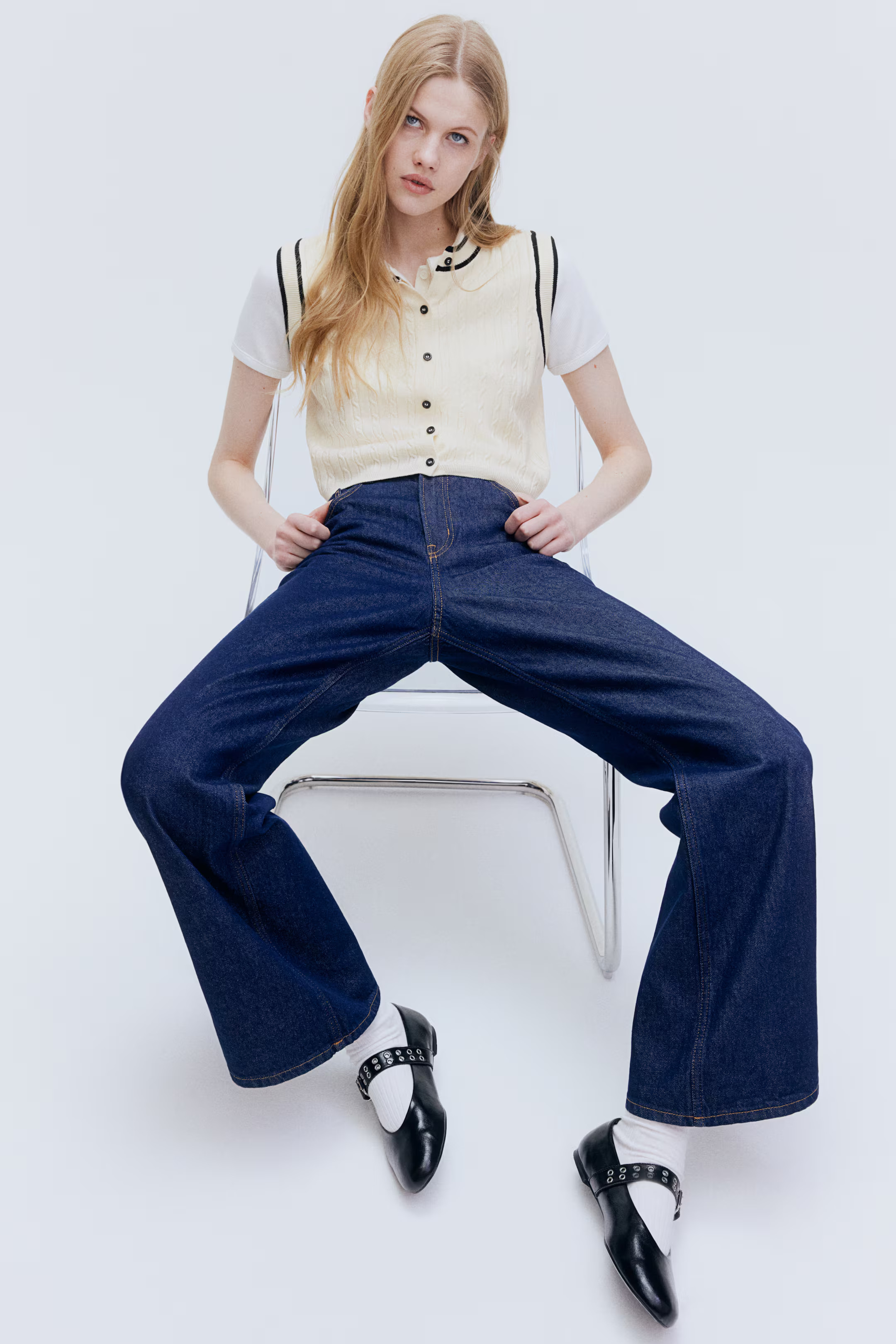 Cable-Knit Button-Front Sweater Vest - Cream - Ladies | H&M US | H&M (US + CA)