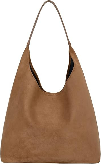 Suede Hobo Tote Bag for Women Stylish Slouchy Shoulder Bag Soft Leather Handbag Suede Purses for ... | Amazon (US)