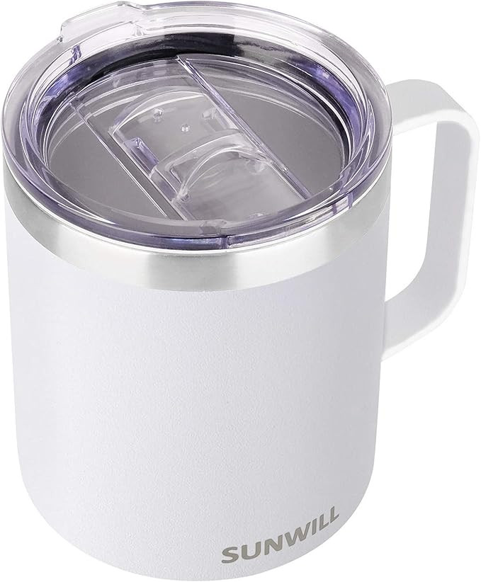 SUNWILL 14 oz Coffee Mug, Vacuum Insulated Camping Mug with Lid, Double Wall Stainless Steel Trav... | Amazon (US)