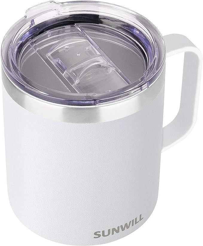 SUNWILL 14 oz Coffee Mug, Vacuum Insulated Camping Mug with Lid, Double Wall Stainless Steel Trav... | Amazon (US)