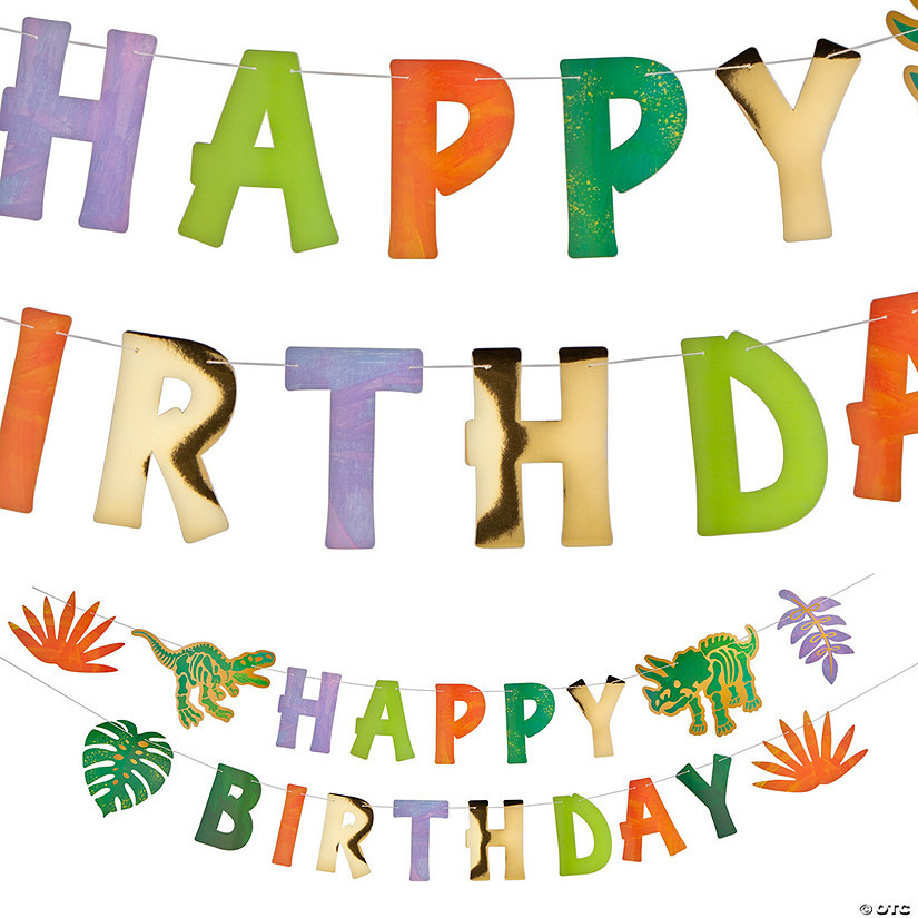 Dinosaur Happy Birthday Garland – 2 Pc. | Oriental Trading Company