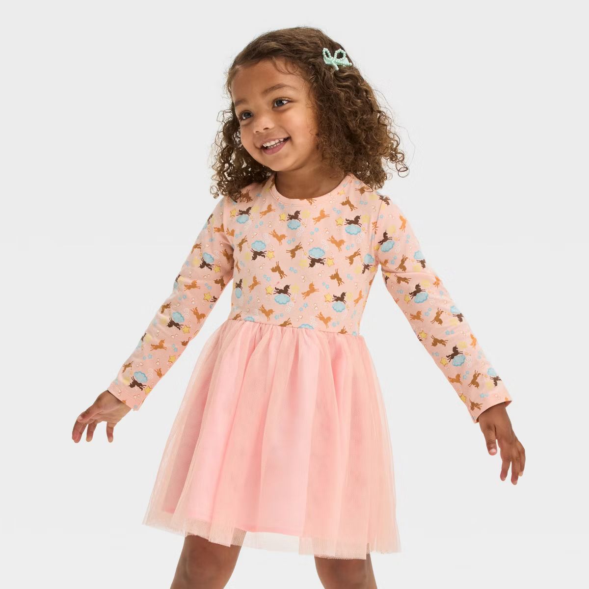 Toddler Girls' Afro Unicorn Tulle Dress - Pink | Target