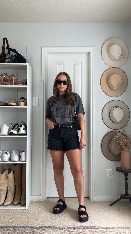 an all black moment 🖤🫶🏼 

Abercrombie Dad Shorts 28 curve love 
Tee Men’s Large 
Belt TTS
Platform Sandals TTS 
.⁠
.⁠
.⁠
.⁠
Spring outfit, outfit inspo, minimal style, fashion inspo, outfit ideas, street style, Pinterest aesthetic, neutral fashion, Pinterest girl, styling reels, Parisian style, nyc style, casual chic, denim shorts outfit, Abercrombie style. 

#LTKunder100 #LTKstyletip #LTKunder50