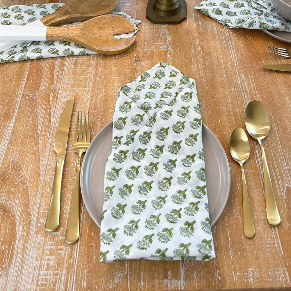 CPC Cloth Napkins Set of 6 Cotton Printed Dinner Block Print Napkins I Wedding Cocktail Cloth Flo... | Amazon (US)