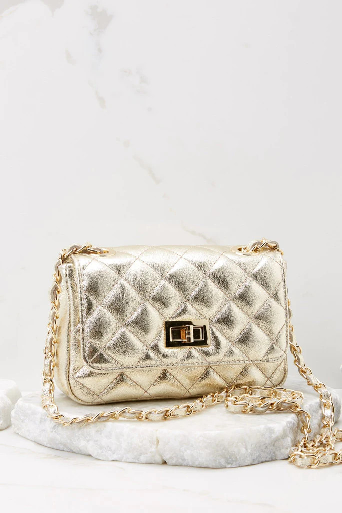 Easy Street Gold Leather Bag | Red Dress 