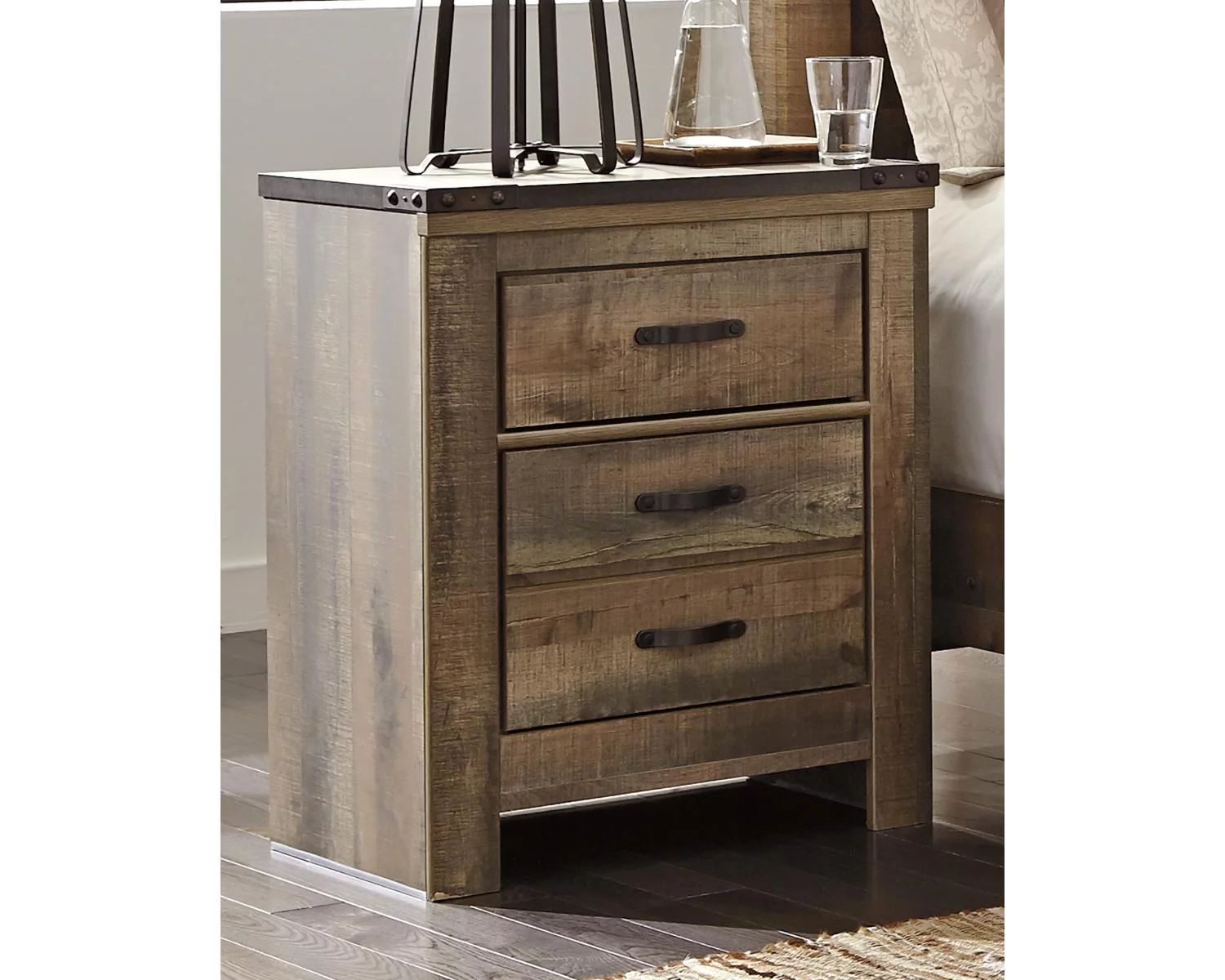 Signature Design by Ashley - Trinell USB Brown Two Drawer Night Stand | Walmart (US)