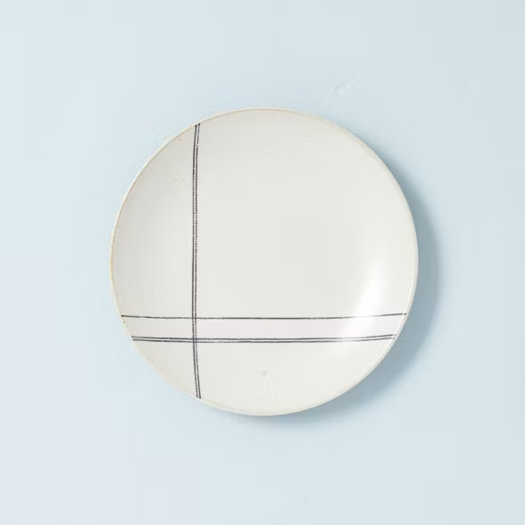 Engineered Stripe Stoneware Appetizer Plate Blue/Sour Cream - Hearth & Hand™ with Magnolia | Target