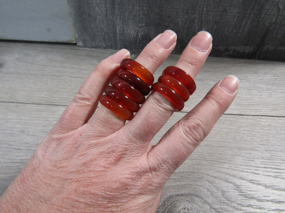 Carnelian Band Crystal Ring - Etsy | Etsy (US)