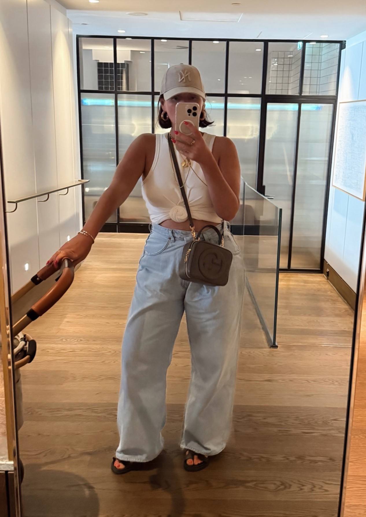 Wearing true size in top. This is a splurge. Fit & Quality are worth it TO ME.

You can get a similar look by sizing up in a basic tank and tying it yourself

Jeans are a size up then tailoring to fit my waist (& length)

If you don’t have as big of a waist to hip ratio your true size will work

#LTKootd