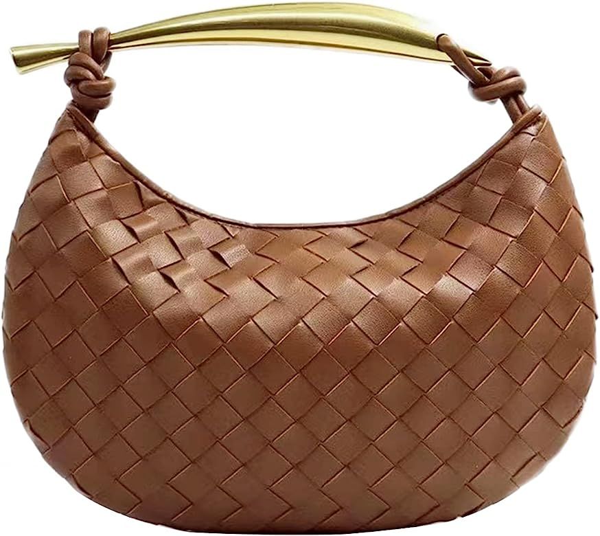 Woven Leather Hobe Dumpling Bag Dinner Handbag For Women Purse Hobo Bag Knotted Woven Handbag | Amazon (US)