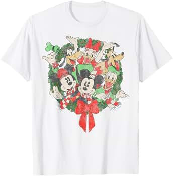 Disney Group Shot Christmas Wreath T-Shirt | Amazon (US)