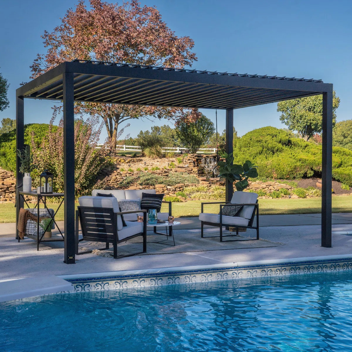 Backyard Discovery Sarasota 14' x 10' Galvanized Steel Outdoor Louvered Pergola Kit with Adjustab... | Wayfair North America
