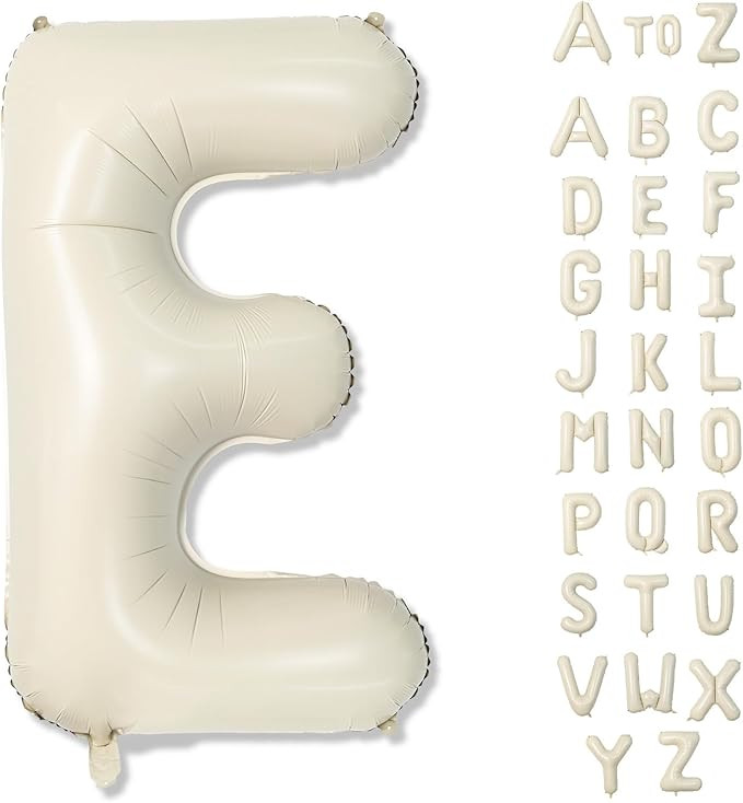 Big Letters Balloon E, 40 Inch Cream White Sand Helium Mylar Alphabet for Customizing Name, Self ... | Amazon (US)