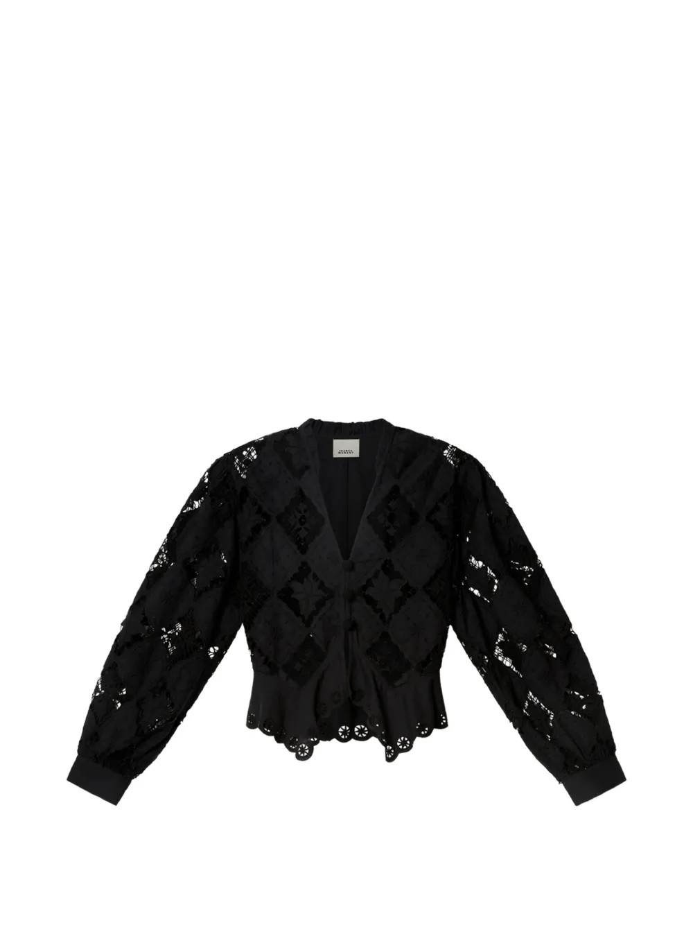 ISABEL MARANT Nina broderie anglaise frilly blouse - Black | Farfetch Global