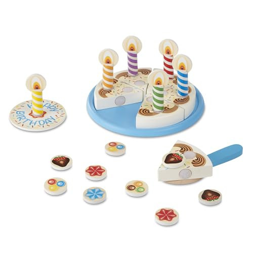 Melissa & Doug Birthday Party Cake - Wooden Play Food with Mix-n-Match Toppings and 7 Candles | Amazon (US)