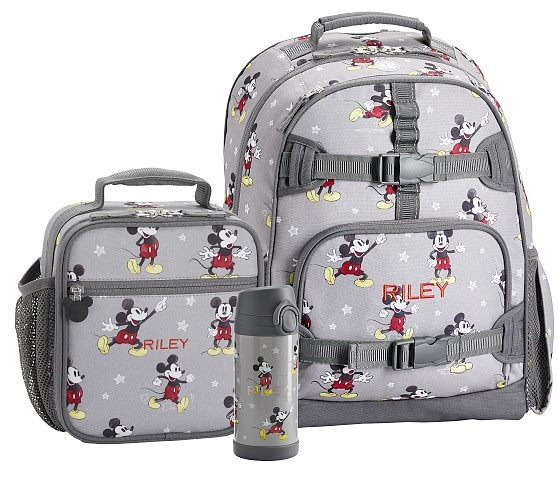 Mackenzie Gray Disney Mickey Mouse Backpack & Lunch Bundle, Set Of 3 | Pottery Barn Kids