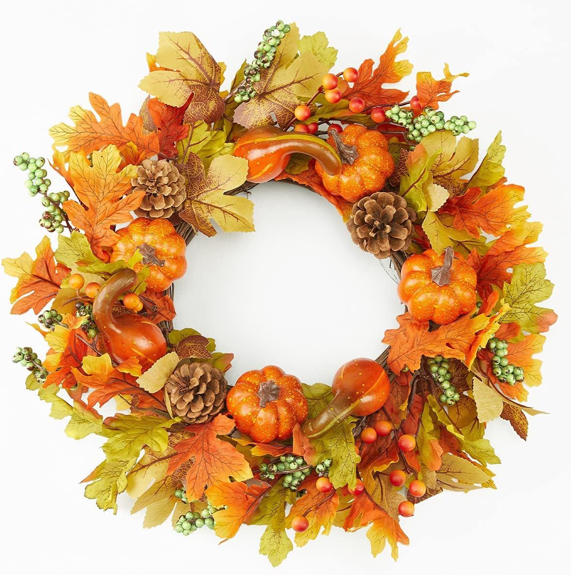 LIFEFAIR 20” Fall Wreath for Front Door Autumn Decor for Halloween & Thanksgiving Day with Pump... | Amazon (US)