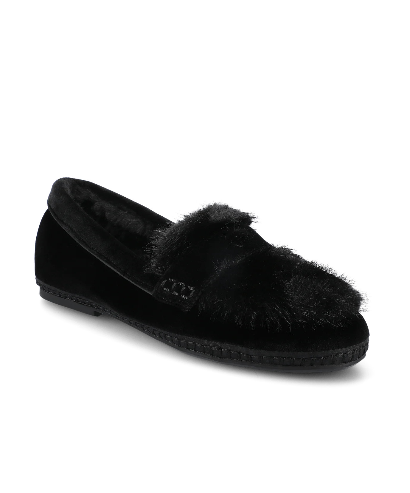 The Heron Loafer Cozy - Black Velvet Faux Fur | Birdies